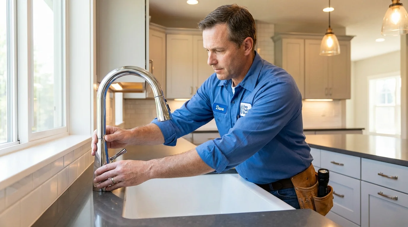 Kitchen faucet installation by Johns Plumbing LLC in West Unity